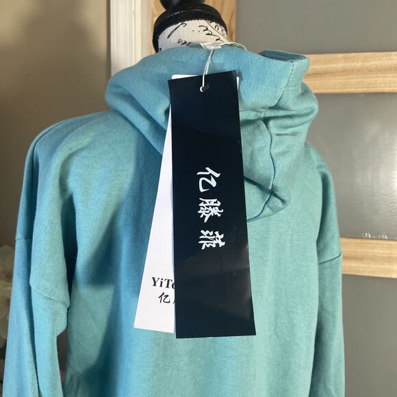 U HE YiTengFei Oversized Blue Cartoon Cozy Winter Soft Hoodie Sweatshirt - Picture 6 of 7